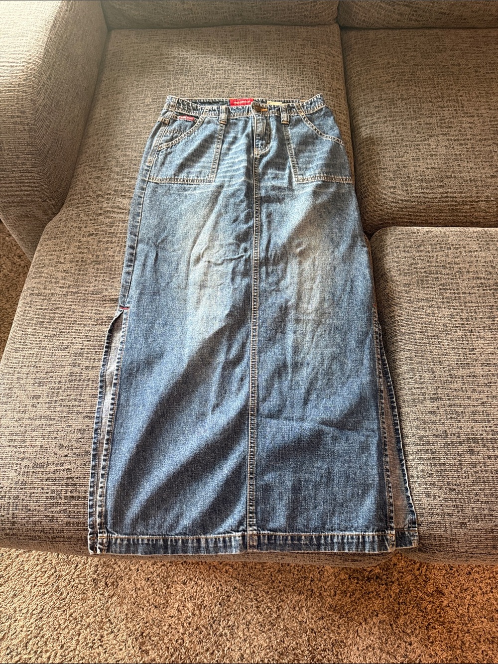 UNIONBAY Blue Denim A-Line Maxi Skirt
